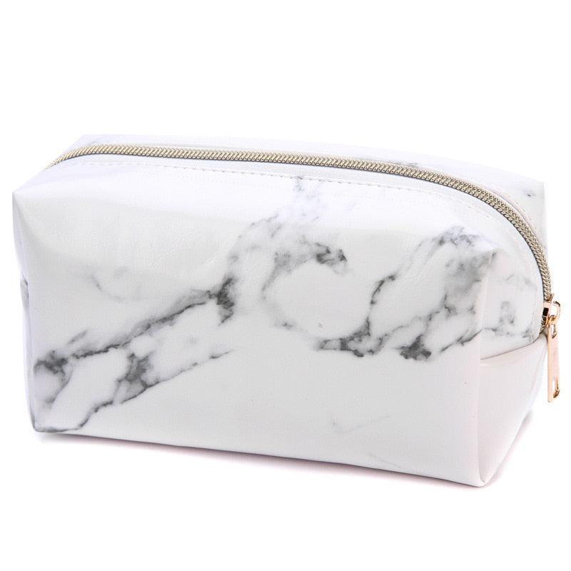 Marble Leather Cosmetic Bag